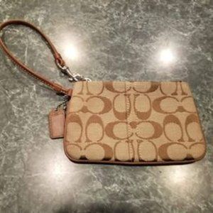 Coach Signature Collection Khaki/Mahogany Wristlet